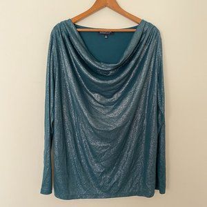 Sparkly Ribbed Top with Cowl Neck